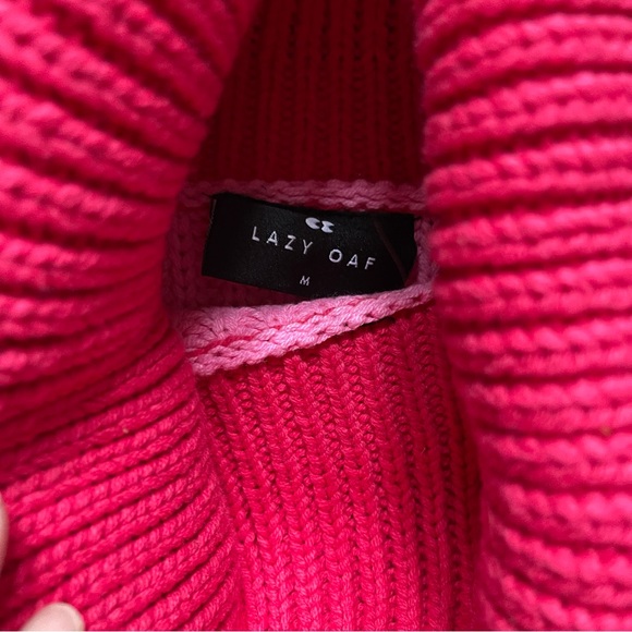 *NWT Lazy Oaf Oversized Rainbow Striped Turtleneck Sweater - Picture 4 of 7